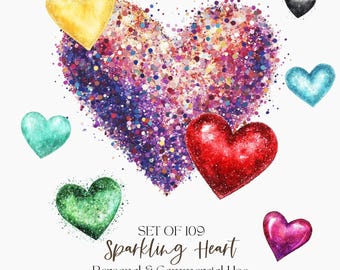 Cute Heart Clipart | Sparkling Heart Clipart | Glitter Heart PNG | Valentine’s Day Clipart | Wedding Heart Clipart | Digital Heart Design