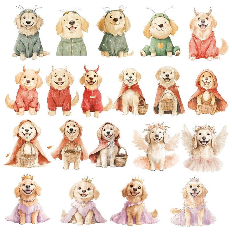 Halloween Dog Clipart | Golden Retriever Clipart | Dog Costume Clipart ...