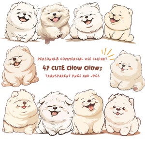 47 Cute Watercolor Chow Chow Dog Clipart, Kawaii Dog Clipart, Fluffy Dog Clipart, Puppies Clipart | Instant  Download, Commercial Use
