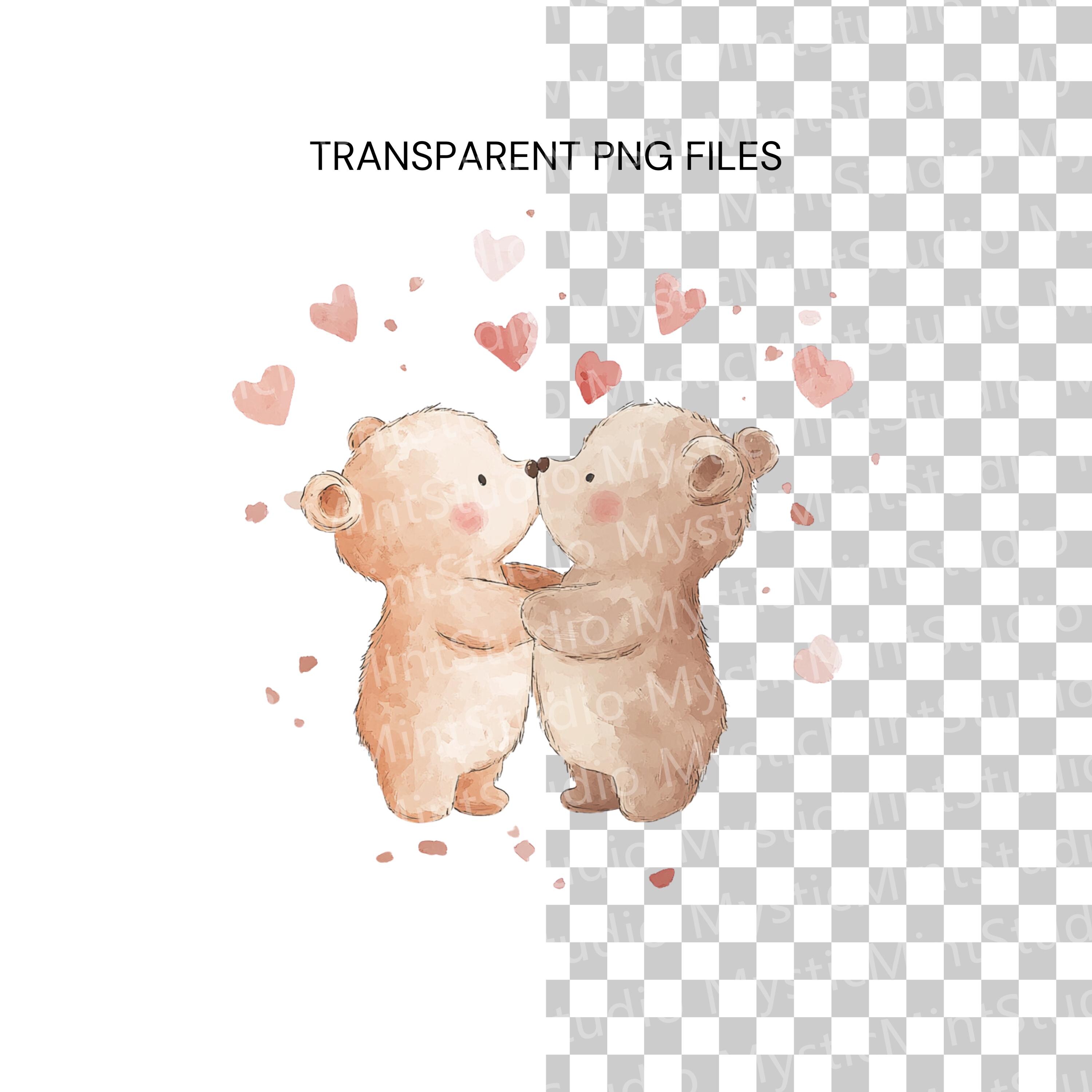 Watercolor Teddy Bear Clipart | Valentine Teddy Bear Clipart | Cute ...