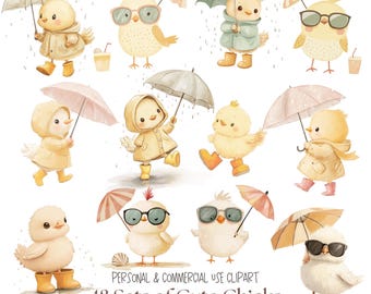Boho Chick Clipart | Chick Nursery Clipart l Cute Chick Clipart l Baby Shower Clipart l Nursery Decor l Scrapbooking Chick Art l PNG and JPG