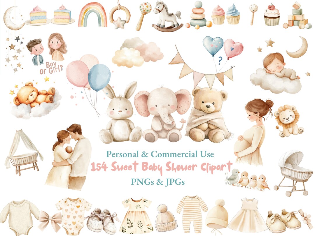 Watercolor Boho Baby Clipart | Neutral Nursery Clipart L Baby Shower ...