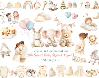 Aquarel boho baby clipart | Neutrale kinderkamer clipart l Baby shower clipart | Boho kinderkamerkunst | Boho teddybeer clipart | Schattige babyshower