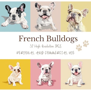 French Bulldogs Wall Art: High-Quality JPG Digital Bundle of 52 Baby French Bulldogs Images, Instant Download Commercial Use Graphics