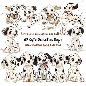 Watercolor Dalmatian Dog Clipart,Spotty Dog Clipart,Puppy Clipart |67 PNGs and JPGs|Sublimation,Junk Journal|Digital Download|Commercial Use