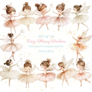 Clipart fée aquarelle | Clipart fée mignonne | Clipart fée magique | Fée de chambre d'enfant PNG | Clipart de conte de fées | Téléchargement numérique de fée