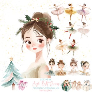 Clipart de Natal | Clipart de Bailarina de Natal | Clipart de Balé Quebra-Nozes | Balé de Menina Natal PNG | Balé Festivo | Fada de Ameixa de Açúcar