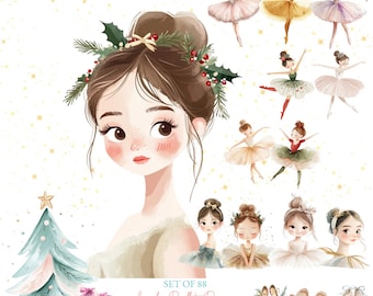 Christmas Clipart | Christmas Ballerina Clipart | Nutcracker Ballet Clipart | Ballet Girl Christmas PNG | Festive Ballet | Sugar Plum Fairy