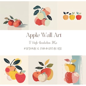 Apfel Obst Druck, Aquarell Apfel druckbare Wandkunst, Apfel Poster Druck, hochauflösende JPGs, Sofort-Download für kommerzielle Nutzung