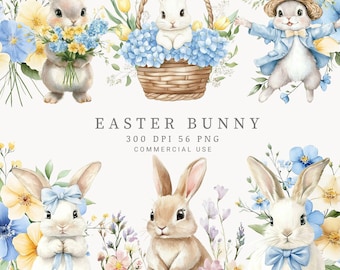 Watercolor Bunny Clipart | Cute Rabbit Clipart | Easter Bunny Clipart | Nursery Bunny Clipart | Spring Bunny Clipart