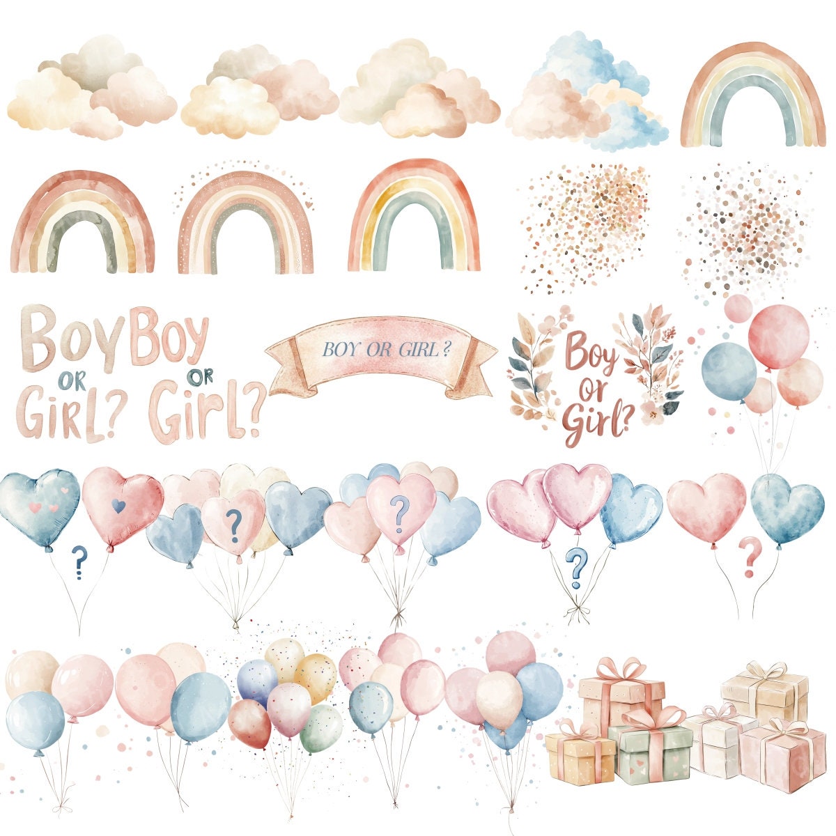 Watercolor Boho Baby Clipart | Neutral Nursery Clipart L Baby Shower ...