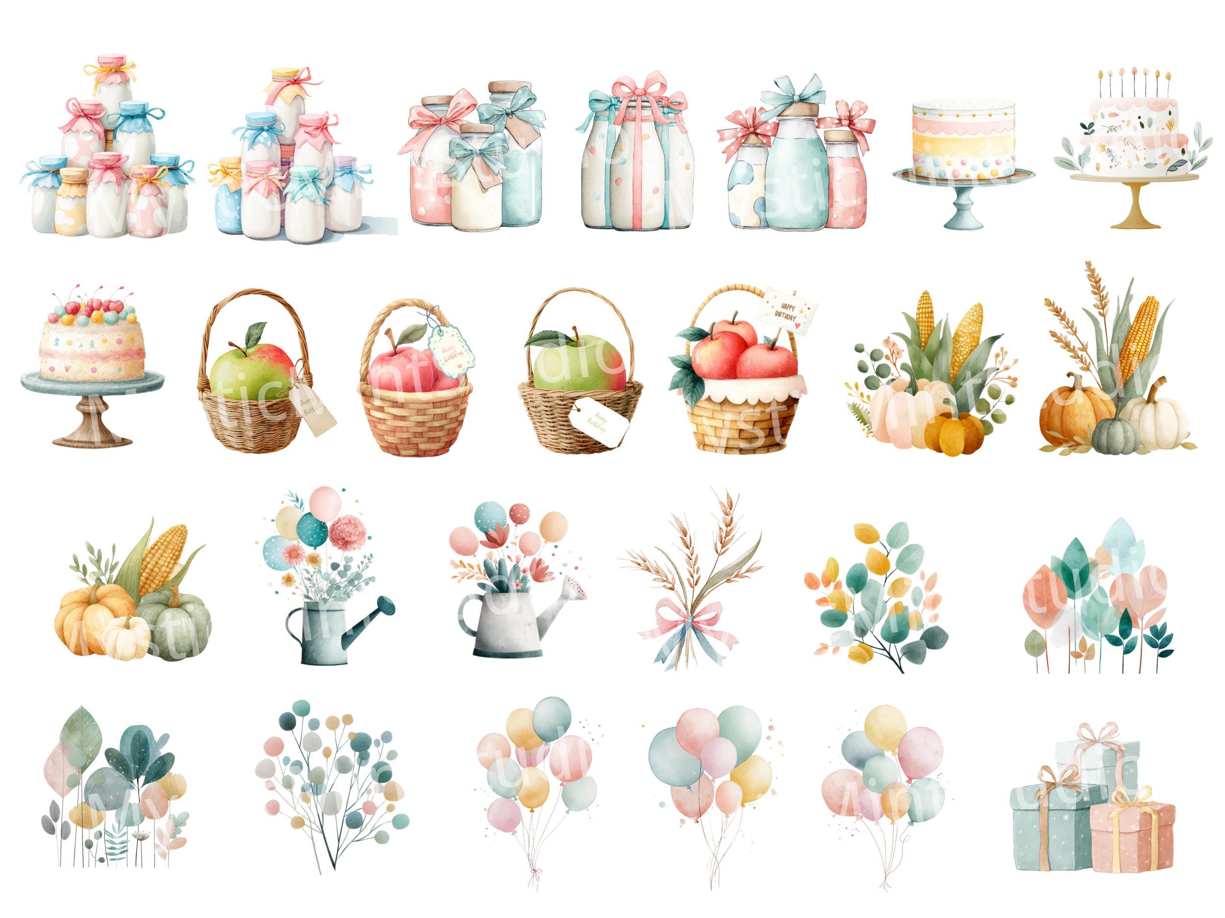 Watercolor Barnyard Birthday Clipart | Farm Animal Birthday PNG | Kids ...
