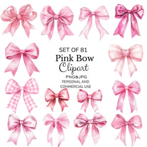 Rosa Aquarell Schleife Clipart | Mädchen Clipart | Haarschleife|Kinderzimmer Einladung | Rosa Schleife Clipart druckbare Dekor | PNG JPG Herunterladen