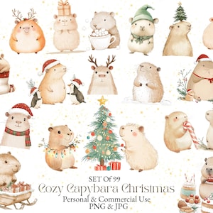 Capybara Clipart | Niedliche Capybara Clipart | Festlich Capybara | Urlaub Capybara | Urlaub Tier Clipart | Capybara zum ausdrucken