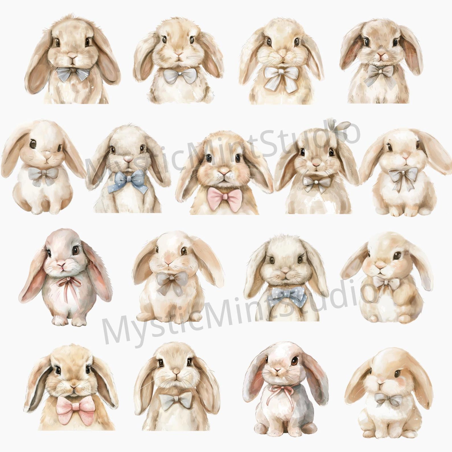 Watercolor Bunny Clipart | Cute Rabbit Clipart | Easter Bunny Clipart ...