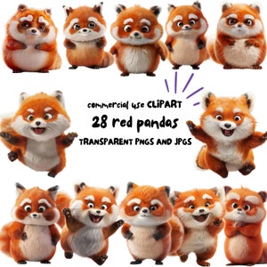 Aquarell Roter Panda Clipart | Wald Clipart | 28 PNGs und JPGs | Sublimation, Kinderzimmer Kunst, Wandkunst, digitaler Download | Kommerzielle Nutzung