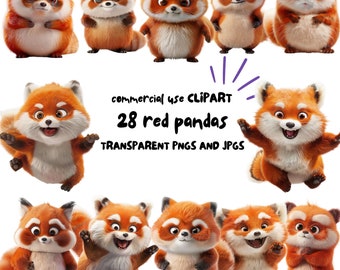 Watercolor Red Panda Clipart | Woodland Clipart | 28 PNGs and JPGs | Sublimation, Nursery Art, Wall Art, Digital Download | Commercial Use