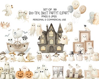 Cute Halloween Clipart - Cute Ghost Clipart - Halloween Ghost Clipart - Kids Halloween - Kawaii Ghost -Spooky Cute Clipart - Commercial Use