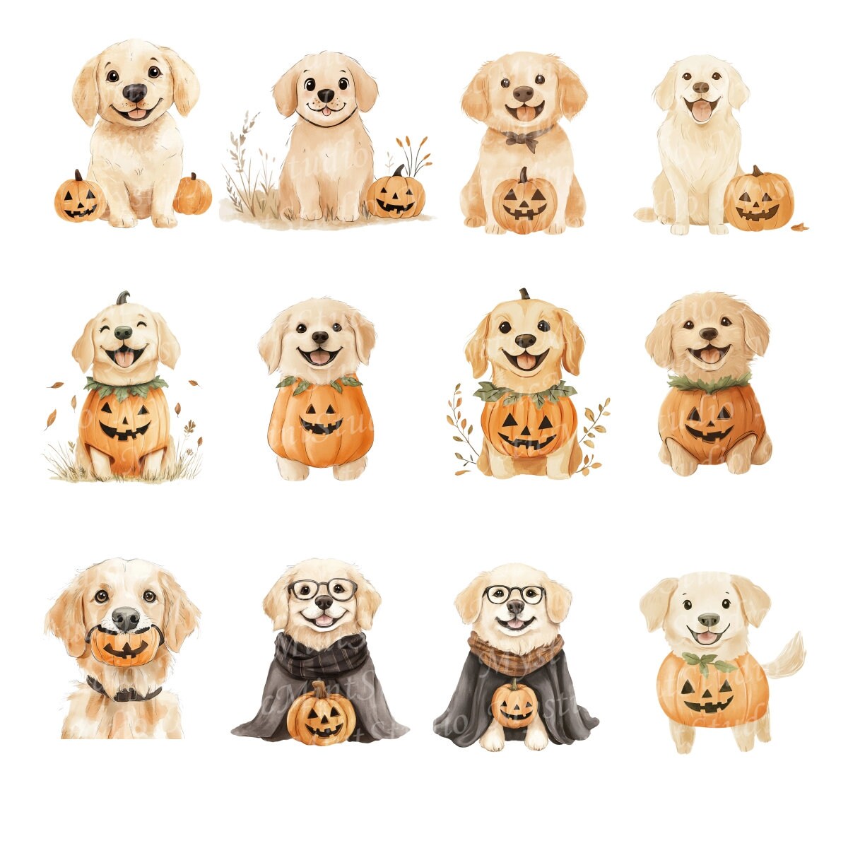 Halloween Dog Clipart | Golden Retriever Clipart | Dog Costume Clipart ...