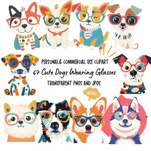 Cute Dog Puppy Clipart,|67 High-Quality PNG and JPG Files|Sublimation,Digital Planner,Wall Art,Junk journal,Digital Download|Commercial Use