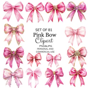 Clipart fiocco nastro acquerello rosa / Clipart fiocco bambina / Fiocco per capelli / Invito per asilo nido / Clipart fiocco rosa stampabile Decor / PNG JPG Download