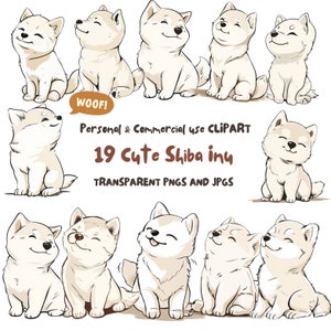 Shiba Inu Dog Clipart|19 High-Quality PNG and JPG Files|Sublimation, Digital Planner, Wall Art, Junk journal,Digital Download|Commercial Use
