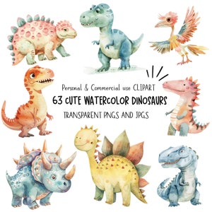Dinosaur Clipart Jurassic Clipart Prehistoric Art|63 High-Quality PNG and JPG|Nursery Clipart,Junk journal,Digital Download|Commercial Use