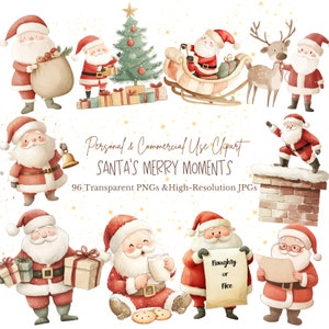Aquarell Weihnachts Clipart | Weihnachtsmann Clipart | Weihnachtsmann Clipart | Boho Weihnachten Clipart | 96 PNG JPG-Dateien | Digitaler Download