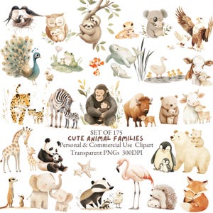 Clipart di animali di famiglia / Clipart per la festa della mamma l Clipart per la festa del papà l PNG per genitori carini l PNG per animali per la festa della mamma l Clipart di animali per la cameretta