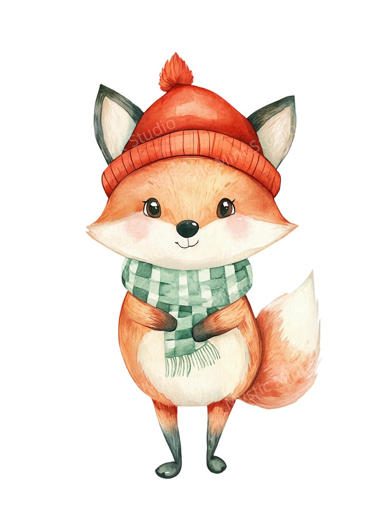 Woodland Christmas Clipart, Watercolor Winter Animals, 337 Pngs, Cute ...