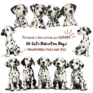 Watercolor Dalmatian Dog Clipart,Spotty Dog Clipart,Puppy Clipart |14 PNGs and JPGs|Sublimation,Junk Journal|Digital Download|Commercial Use