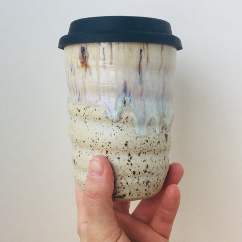 Ceramic Travel Cup With Silicone Lid Travel Coffee Cup With Etsy