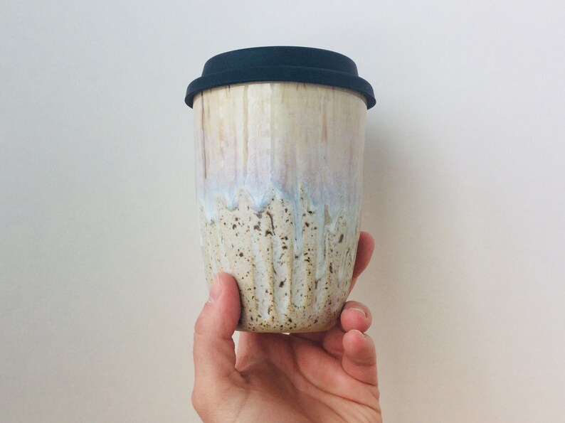 Ceramic Travel Cup With Silicone Lid Travel Coffee Cup With Etsy