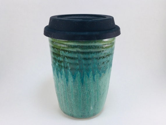 Ceramic Travel Cup With Silicone Lid, Travel Coffee Cup With Lid, Reusable  Silicone Lid, Pottery Travel Cup, Handmade, Forward Pottery 
