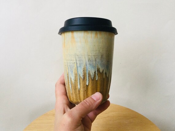 Travel Cup With Silicone Lid, Travel Coffee Cup With Lid, Reusable Silicone  Lid, Pottery Travel Cup, Handmade, Forward Pottery 