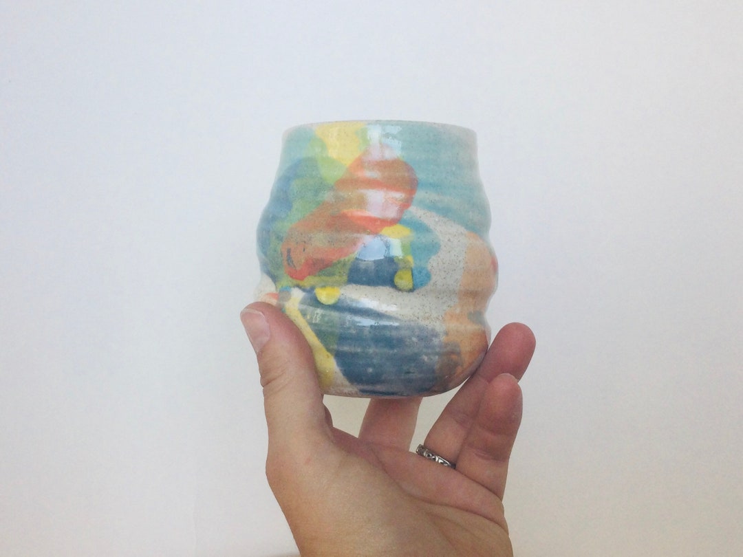 Ceramic Wine Glass, Stemless Wine Glass, Ceramic Wine Cup, Pottery Wine