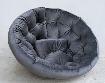 Chair Futon , Velvet Futon , Floor Quilt Cushion, Chair Sofa Tufted, Floor Pillow | Floor Cushion | Round Cushion | Swing Cushion