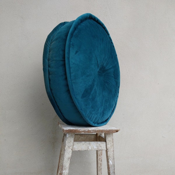 Round Velvet Floor Pouf Seating Round Cushion/Podusyka pikowana Poduszka podłogowa Francuska podusyka