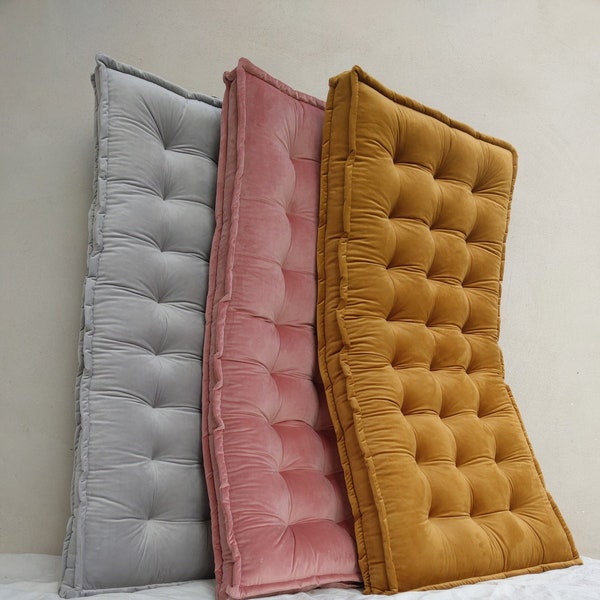 Coussin personnalisé, coussin Daybe, méridienne futon japonais, canapé de sol, siège de fenêtre, coussin de banc, tête de lit, coussin de sol en velours de yoga