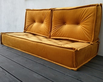 Floor cushion , Floor Sofa, floor couch , Window Seat Quilted Cushions, Bench Cushion, Velvet Japanese floor seating, floor pillow