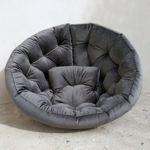 Size S/M Futon , Velvet Futon , Floor Quilt Cushion, Chair Sofa Tufted, Floor Pillow | Floor Cushion | Round Cushion | Swing Cushion