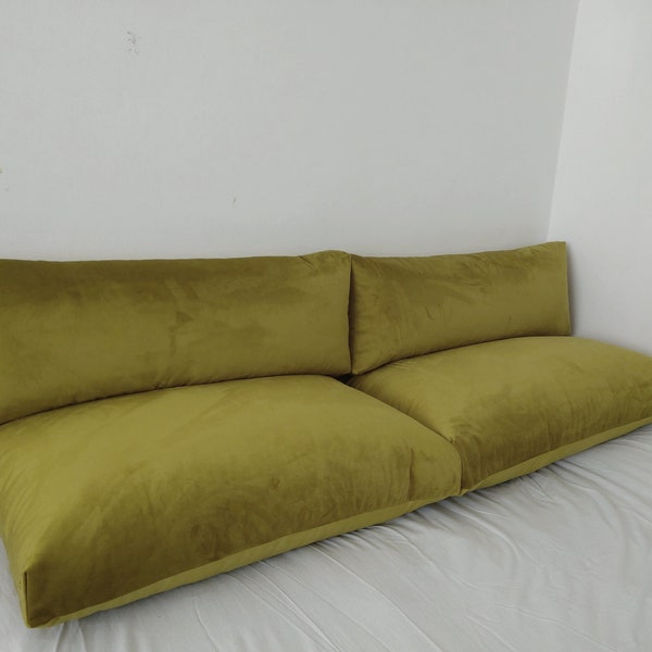 Handgefertigtes Bodenkissen aus Samt: Japanisches Sitzkissen, Fenstersitzkissen