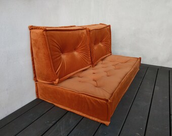 Floor cushion , Floor Sofa, floor couch , Window Seat Quilted Cushions, Bench Cushion, Velvet Japanese floor seating, floor pillow