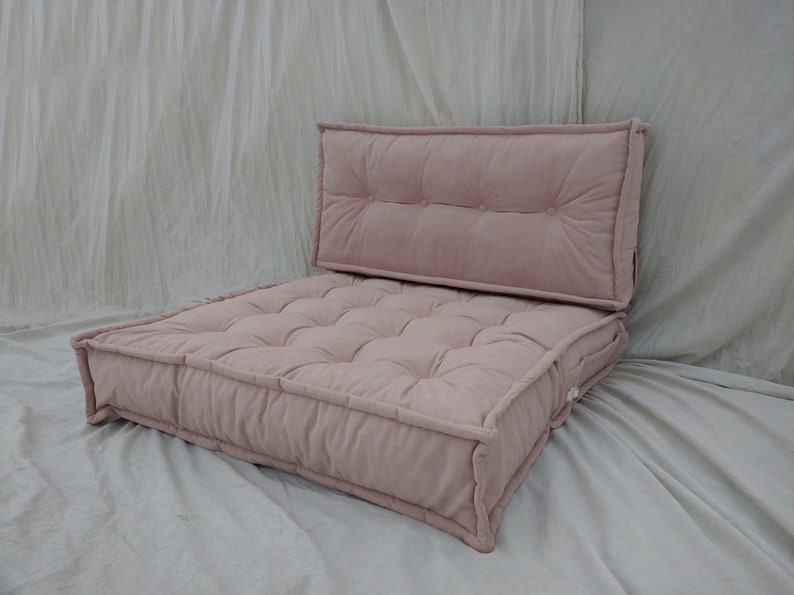 Banken en loveseats, set vloerkussens, France vloerkussen, vloerkussens, modulaire vloerbank Powder Pink