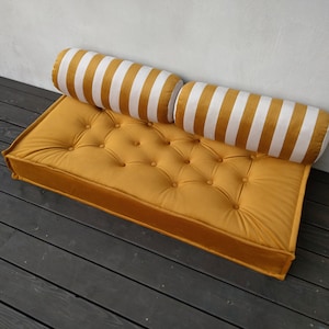 Velvet Floor Cushion for Reading Nook - Custom Bench Cushion - Large Floor Pillow - Cozy Sofa Seating
