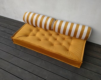 Coussin sur mesure, Canapé de sol modulable, Canapé d'assise au sol, Siège de style français avec dossier, Canapé d'angle