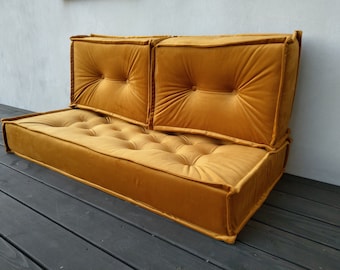 Custom cushion, Floor modular sofa, Floor seating sofa, French style seat with backrest, sectional sofa
