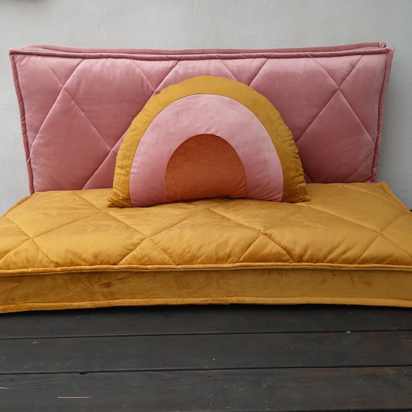 Floor cushion , Floor Sofa, Bench Cushion, Daybed Cushion, Window Seat Quilted Cushion , Velvet Japanese Futon floor seating, floor pillow