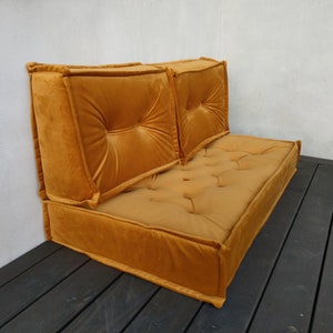 French floor cushion, Floor sofa: seat with backrest, bench cushion, Custom size cushion, floor seat cushion Floor Sofa