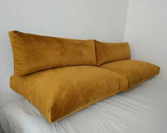 Cojín de suelo de terciopelo hecho a mano, cojín japonés para asiento o banco.